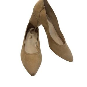 Paul Green Yvette Tan Suede Block Low Heel Pumps Size US 8 UK 5.5